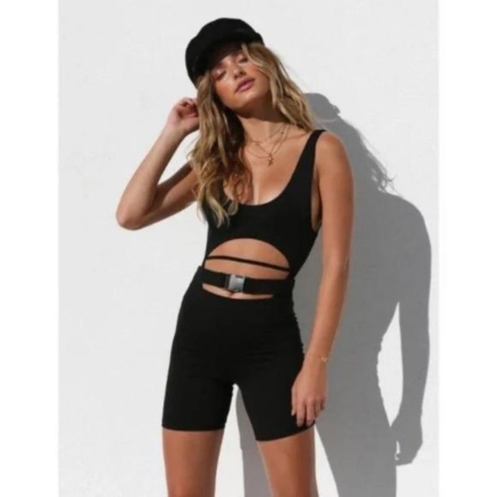 Tiger Mist Cut out Biker Shorts | K